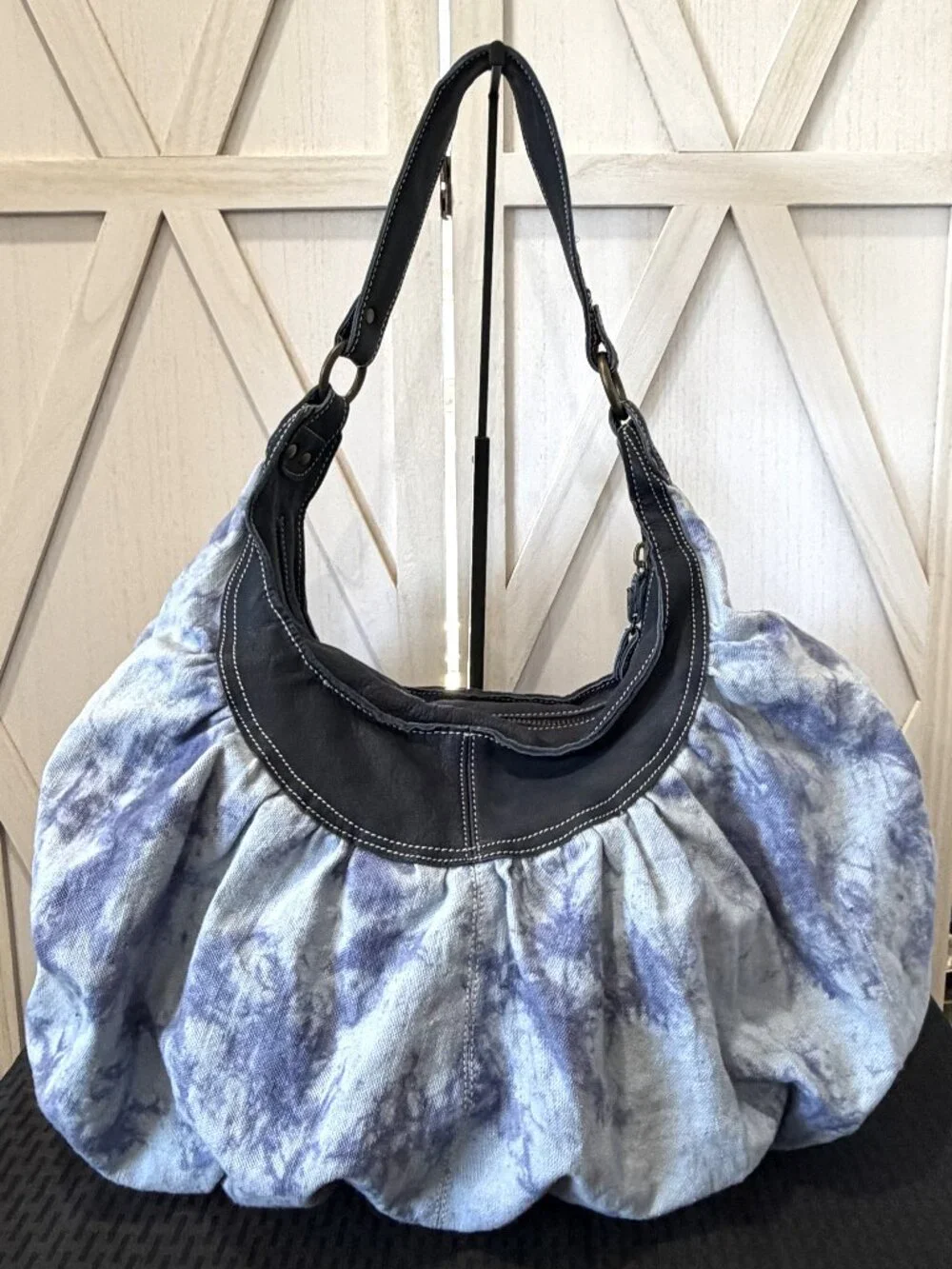 Free People Blue Tie-Dye Embroidered Boho Hobo Shoulder Bag